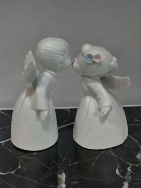 Vintage Boy & Girl Porcelain Collectible Kissing Angels Figurines from 1970’s